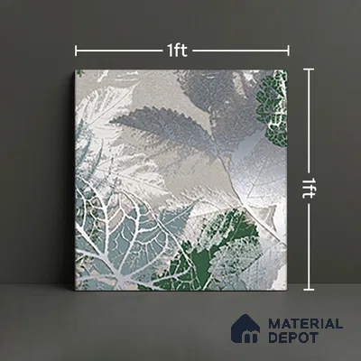 Floral Wall Tile TL 07248 Plana 8001 GLM (Silver) 1 ft x 1 ft Ceramic Matte Finish - 9 mm  | 2 mm Spacer is Mandatory | Please Expect a Slight Variation of Pattern (Sample)